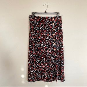 Nordstrom Floral Button Down Slit Midi Skirt
